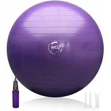 М'яч для фітнесу (фітбол) WCG 65 см (300кг) фіолетовий Anti-Burst + насос